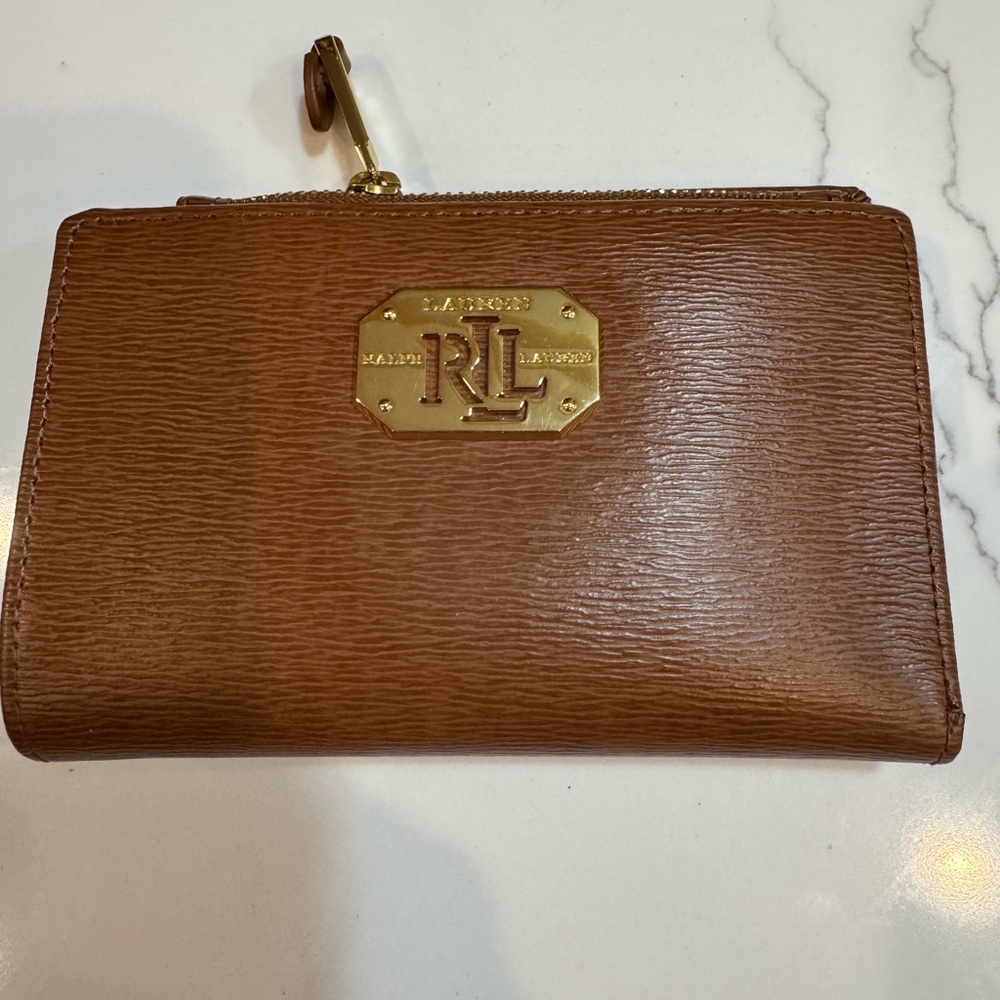 Ralph Lauren Tan Leather Wallet with Gold Logo